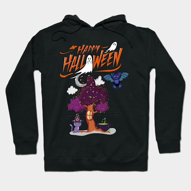 Happy Halloween Ghost cat Hoodie by Bestworker